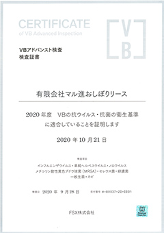 VBアドバンスト検査検査証書